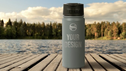 16 oz water bottle on deck with SS logo