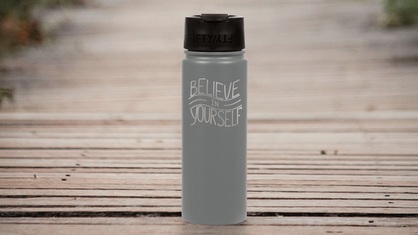 20 oz custom water bottle with motivational phrase