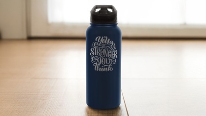 34 oz custom water bottle with motivation phrase