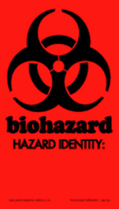 Biohazard - Hazard Identity Paper Labels 3 x 5