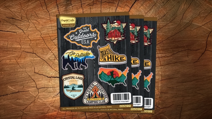 Camping Sticker Sheets on Stump