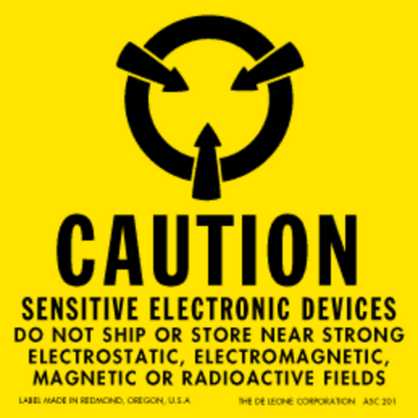 Caution Sensitive Electronic Devices Labels 2 x 2