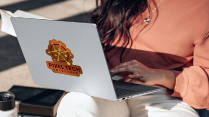 Copper Metallic Printed Sticker On A Laptop
