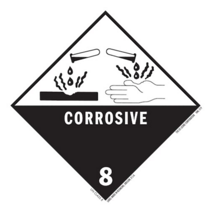 Corrosive Class 8 HazMat Paper Labels 4 x 4