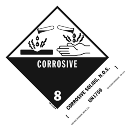 Corrosive Solid HazMat Paper Labels 5 x 4