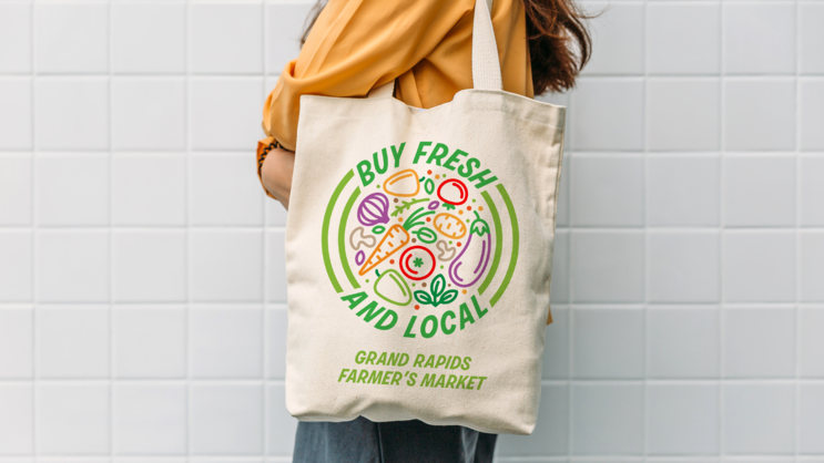 Custom tote bag for a farmers market