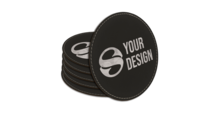 SS Engraved Circle Leatherette Coasters - Thumbnail