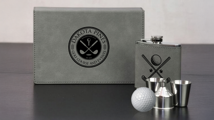 Engraved Flask Gift Set For Golf Event