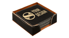 Engraved Leatherette Coaster Set