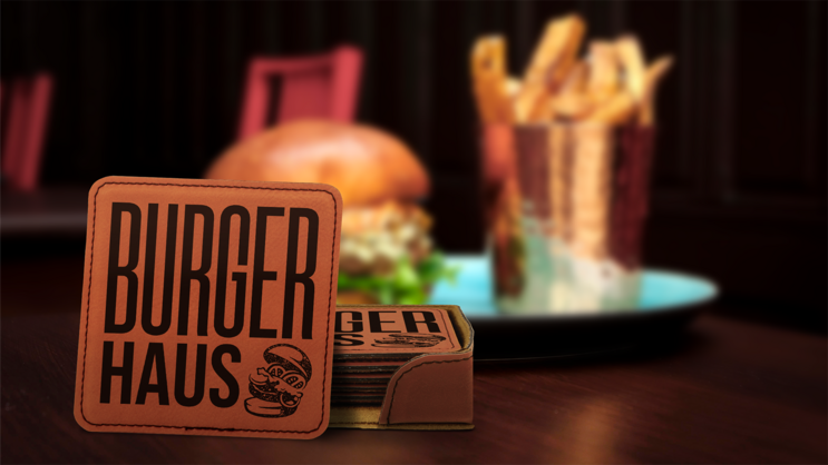 SS Engraved Square Leatherette Coaster Set - Gallery 2