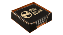 SS Engraved Square Leatherette Coaster Set - Thumbnail