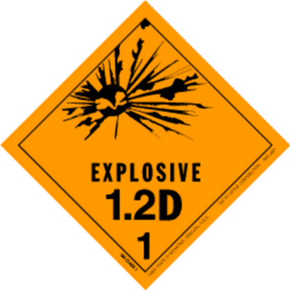 Explosive, 1.2D HazMat Paper Labels 4 x 4