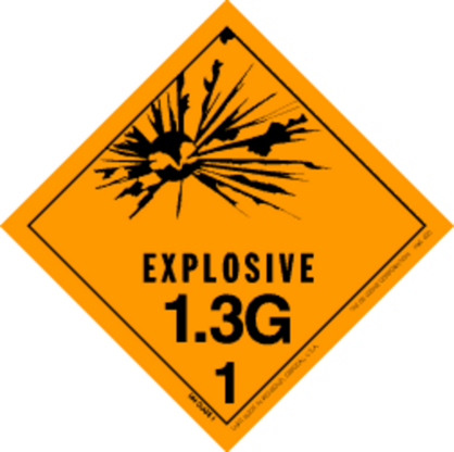 Explosive, 1.3G, HazMat Paper Labels 4 x 4