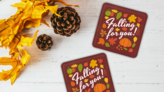Falling for you custom leatherette coasters
