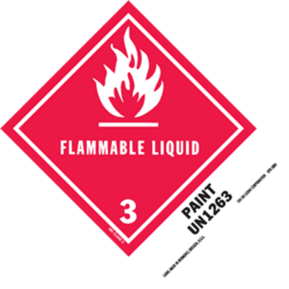 Flammable Liquid - Paint HazMat Paper Labels 5 x 4