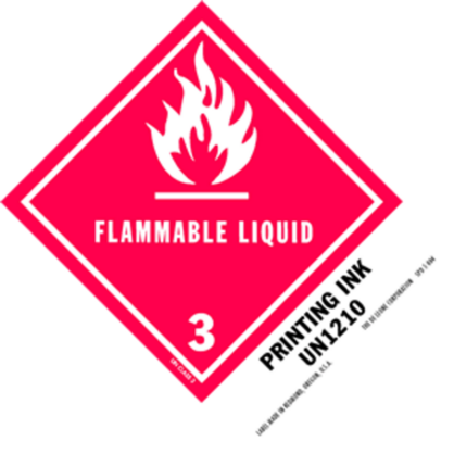 Flammable Liquid - Printing Ink HazMat Paper Labels 5 x 4