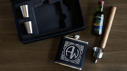 Flask Gift Set With Engraved Monogram