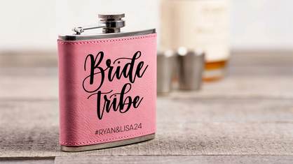 Flask Set Engraved With Bride Tribe