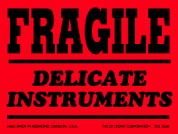 Fragile Delicate Instruments Labels Fluorescent Red 3
