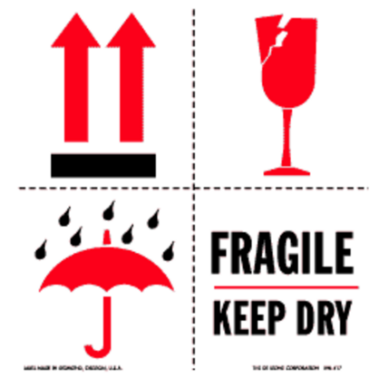 Fragile Keep Dry Paper Labels 4 x 4
