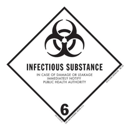 Infectious Substance Class 6 HazMat Vinyl Label 4 x 4