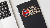Kraft paper sticker on a sketchbook