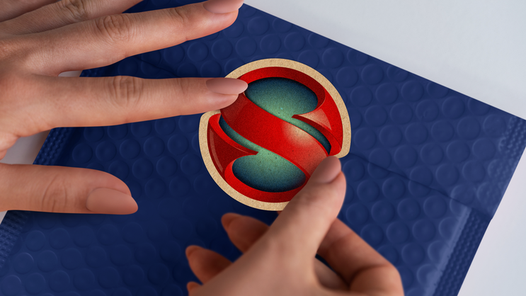 Kraft paper sticker on an envelope