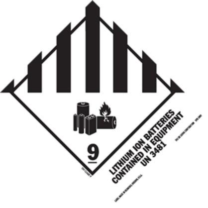 Lithium Ion Batteries Contained in Equipment HazMat Labels 5 x 4