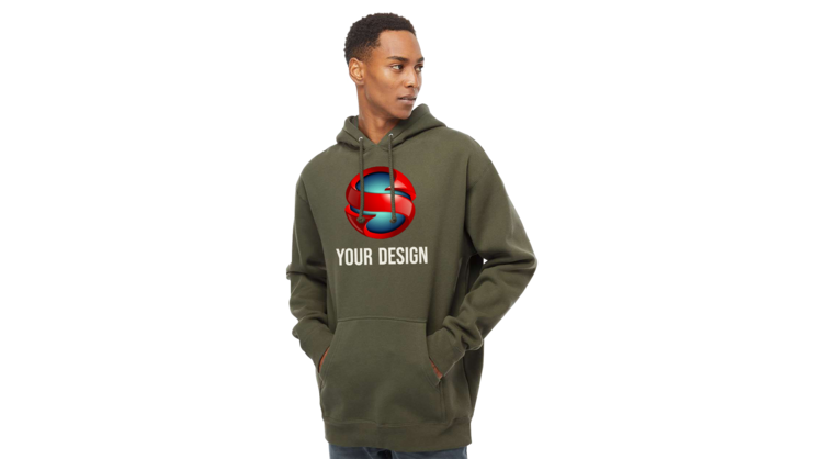Man wearing army green hoodie