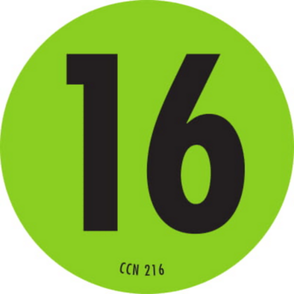 Number 16 Circle Labels 2 Diameter