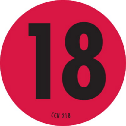 Number 18 Circle Labels 2 Diameter
