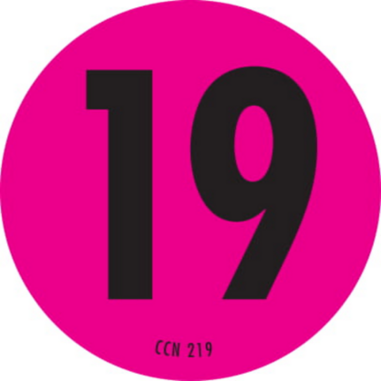 Number 19 Circle Labels 2 Diameter