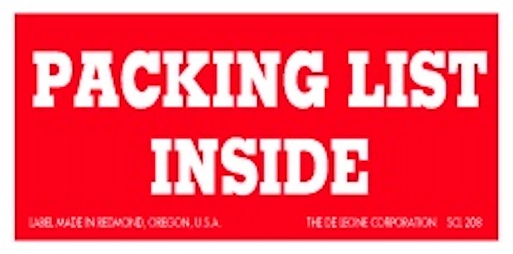 Packing List Inside Labels 1.5 x 3