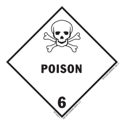 Poison Class 6 HazMat Vinyl Label 4 x 4