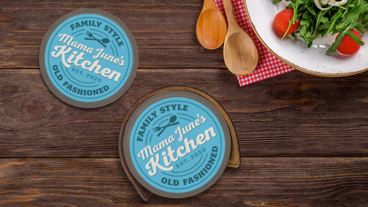 SS Printed Circle Leatherette Coaster Set - Gallery 2