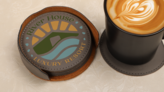 SS Printed Circle Leatherette Coaster Set - Gallery 4