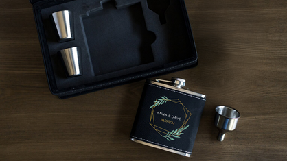 Printed Flask Gift Set For A Wedding