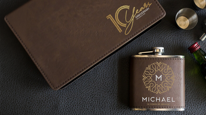 Printed Flask Gift Set For Work Anniversary