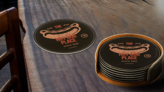 Printed Leatherette Coaster Set for Hot Dog Shop
