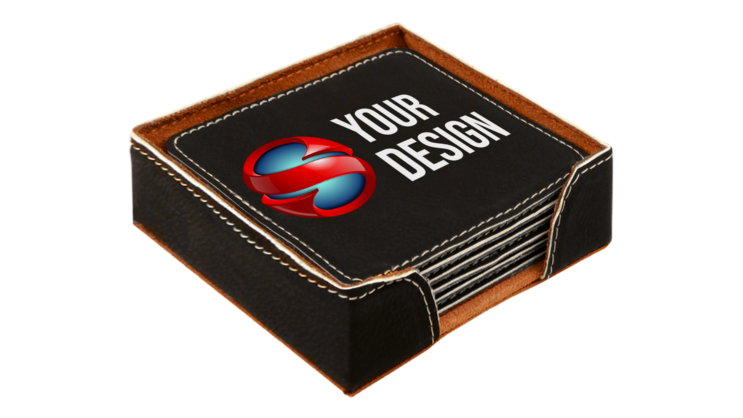 Printed Leatherette Coaster Set