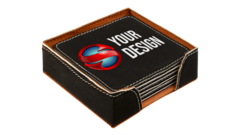 Printed Leatherette Coaster Set