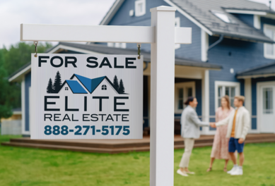Real Estate Sign with Plastic Post