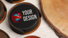 Round Leatherette Coaster Set