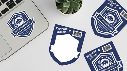 School Kiss Cut Stickers on Laptop