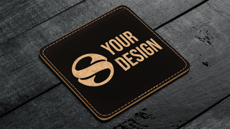 Square Engraved Leatherette Coasters