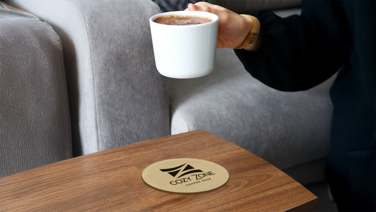 SS Engraved Circle Leatherette Coasters - Gallery 3