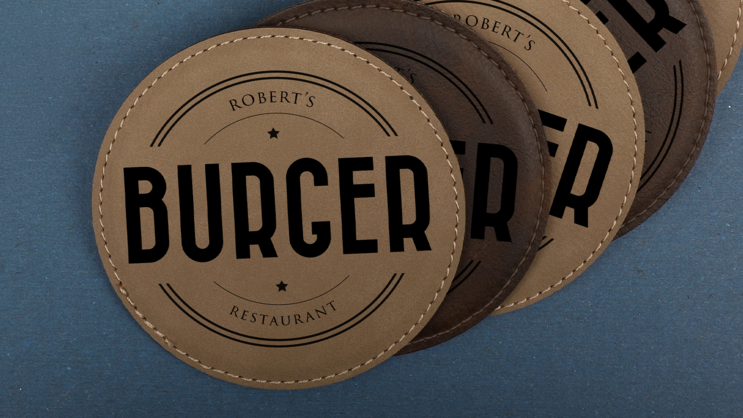 SS Engraved Circle Leatherette Coasters - Gallery 4