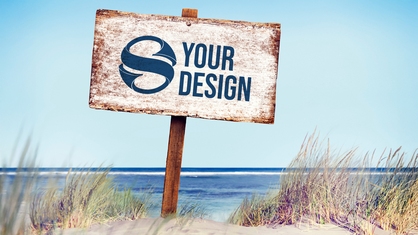 SS Logo Stenciled On Sign At Beach