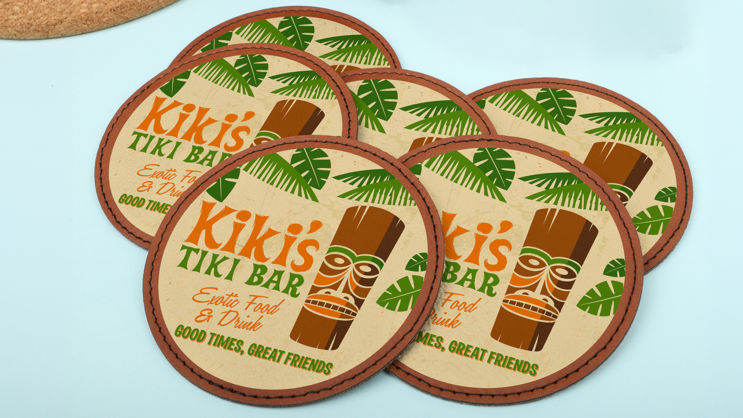 SS Printed Circle Leatherette Coasters - Gallery 4