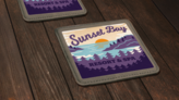 Sunset Spa custom printed leatherette coaster